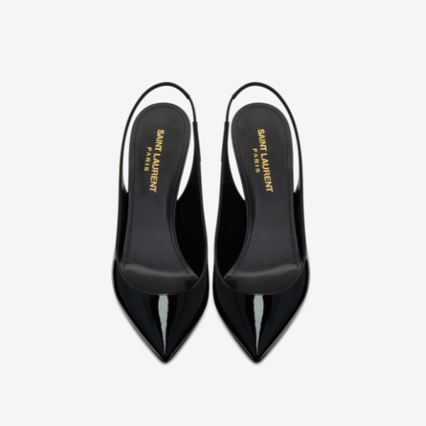 YSL - OPYUM SLINGBACK PUMPS IN PATENT LEATHER WITH BLACK HEEL