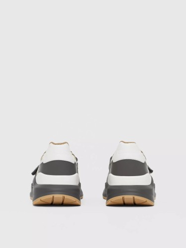 BURBERRY - Vintage check, nylon and suede sneakers