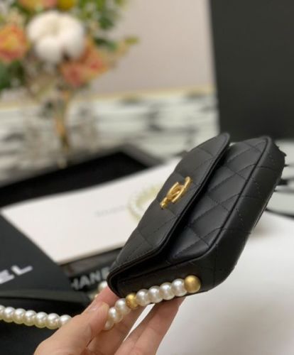 Chanel Flap Card Holder With Chain AP2185 Black