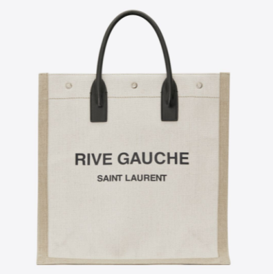 YSL - RIVE GAUCHE N/S SHOPPING BAG IN LINEN AND COTTON