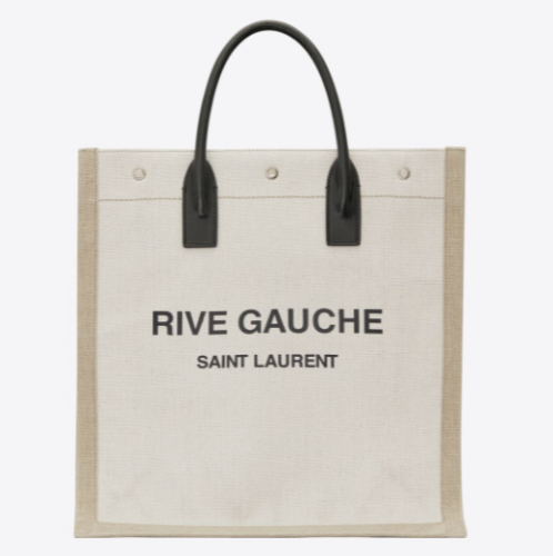YSL - RIVE GAUCHE N/S SHOPPING BAG IN LINEN AND COTTON