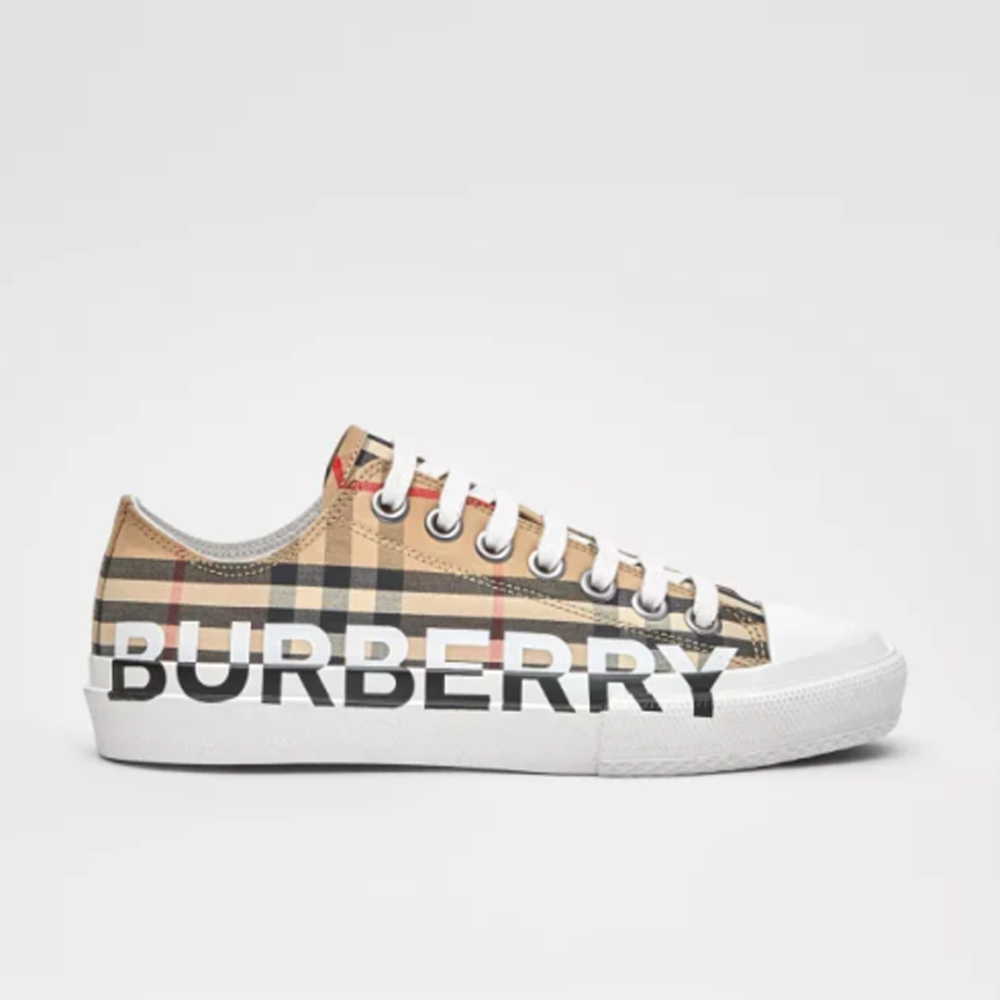 BURBERRY - Vintage check logo-print cotton sneakers