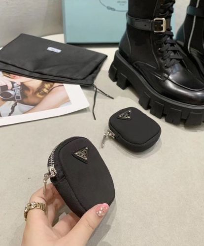 Prada Women's Brushed rois leather and nylon boots Black