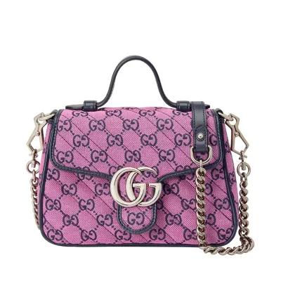 Gucci GG Marmont Multicolor Mini Top Handle Bag 583571 Pink
