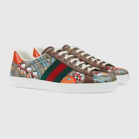 Disney x Gucci Ace series Donald Duck print men's sneakers