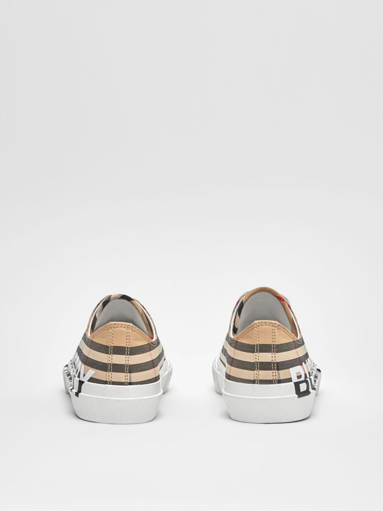 BURBERRY - Vintage check logo-print cotton sneakers