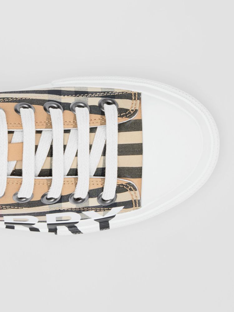 BURBERRY - Vintage check logo-print cotton sneakers