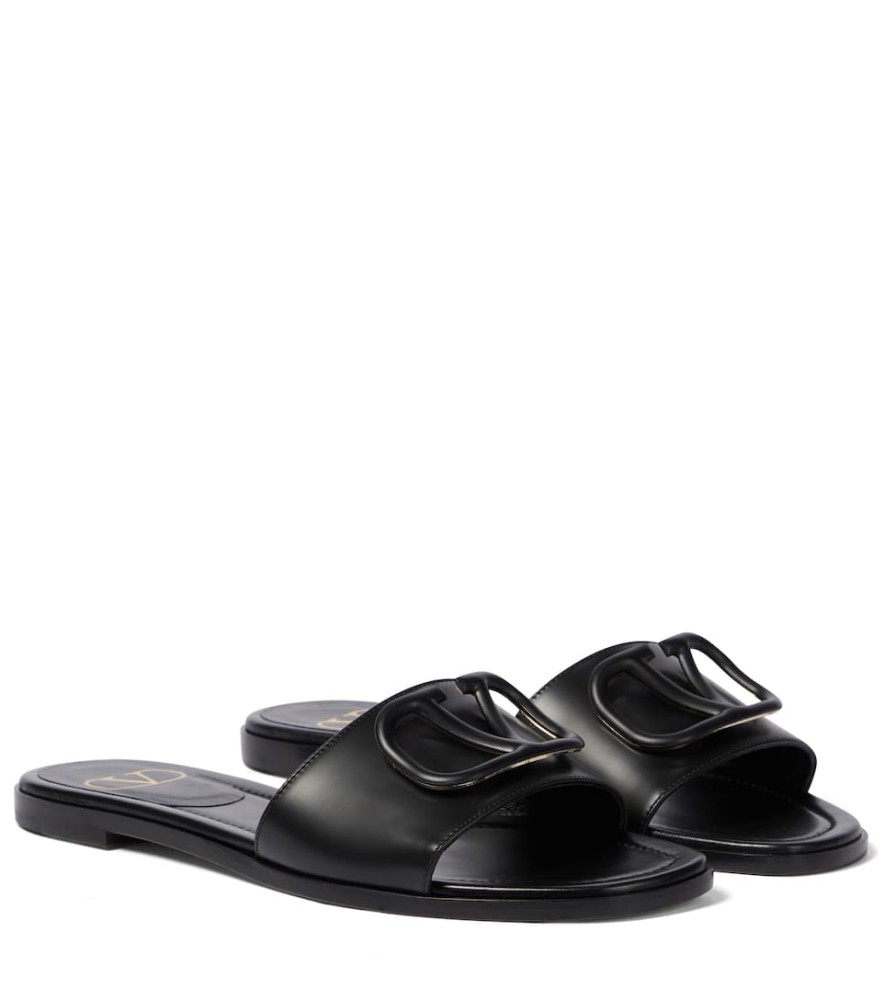 VALENTINO - Valentino Garavani VLOGO leather slides