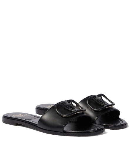 VALENTINO - Valentino Garavani VLOGO leather slides
