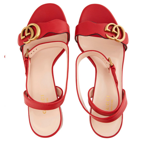 GUCCI Red Double G Platform Sandals