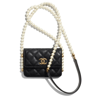 Chanel Flap Card Holder With Chain AP2185 Black