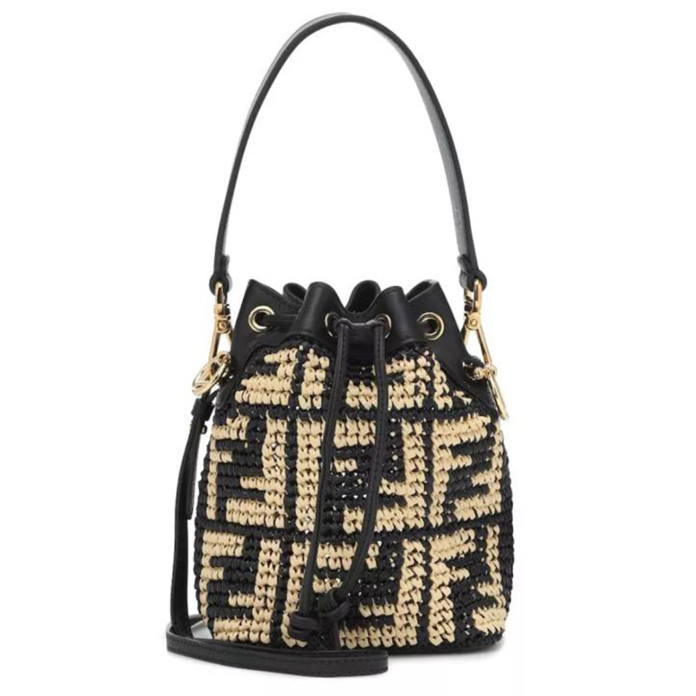 FENDI - Mon Trésor Mini raffia bucket bag