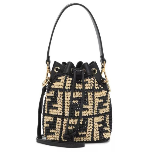 FENDI - Mon Trésor Mini raffia bucket bag