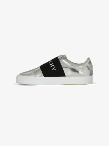 Givenchy SNEAKERS IN LEATHER WITH MIRROR EFFECT WEBBING