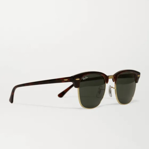 RAY-BAN Clubmaster Acetate and Gold-Tone Sunglasses