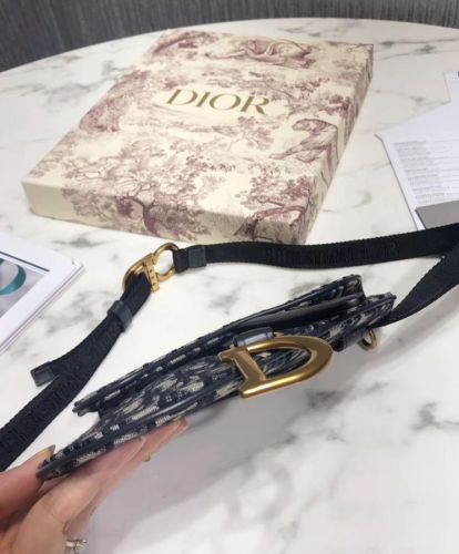 Dior Oblique Saddle Belt Bag Dark Blue
