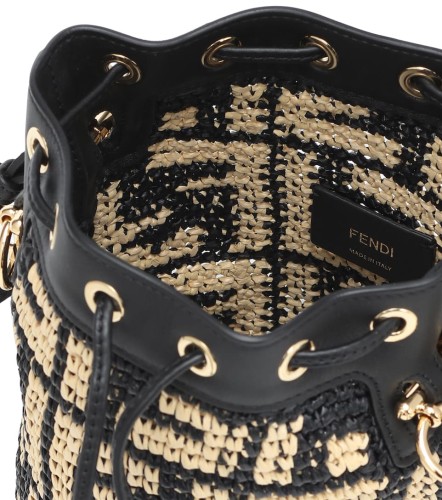 FENDI - Mon Trésor Mini raffia bucket bag