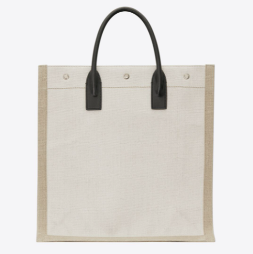YSL - RIVE GAUCHE N/S SHOPPING BAG IN LINEN AND COTTON