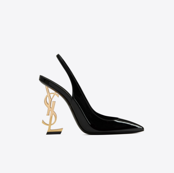 YSL - OPYUM SLINGBACK PUMPS IN PATENT LEATHER WITH BLACK HEEL