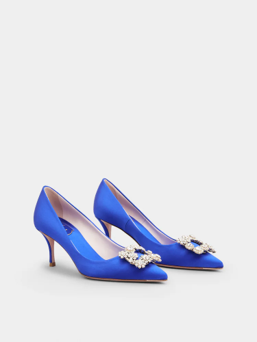 ROGER VIVIER - Flower Strass Buckle Pumps in Satin