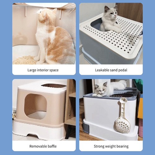 Pet Toilet Bedpan Anti Splash Cats Litter Box With Scoop Fully Closed pets Fat Cat toilet Home Plastic Sand Box Supplies