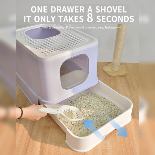 Pet Toilet Bedpan Anti Splash Cats Litter Box With Scoop Fully Closed pets Fat Cat toilet Home Plastic Sand Box Supplies
