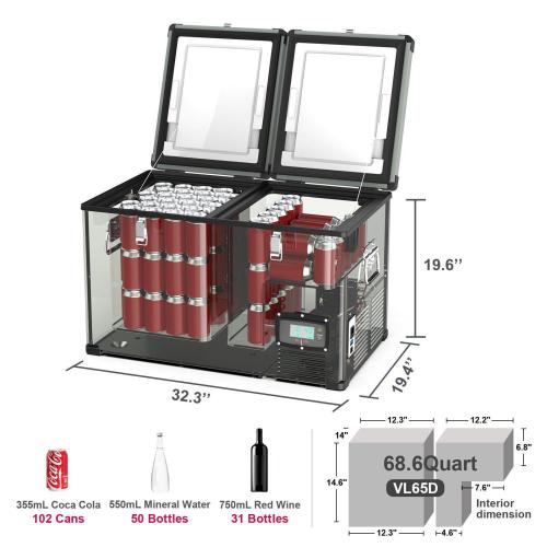 68.7QT VL65 Dual Zone Fridge Freezer | ICECO