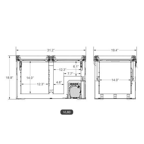 ICECO VL60 Dual Zone Fridge Freezer with Cover