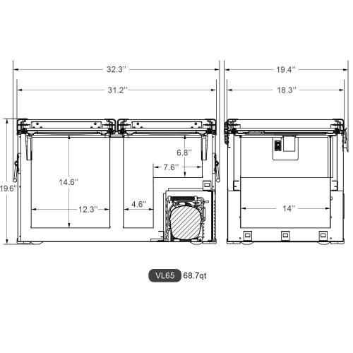 68.7QT VL65 Dual Zone Fridge Freezer | ICECO