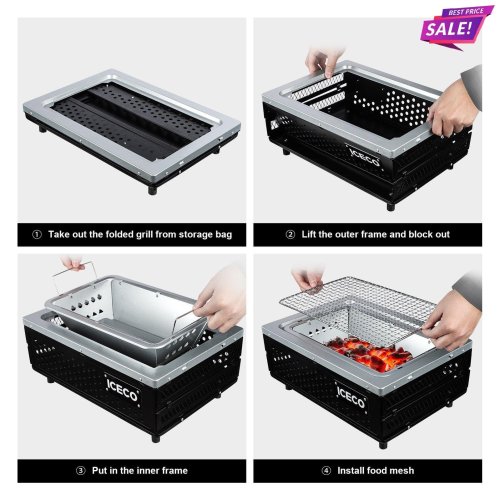 15.7'' Folding Charcoal BBQ Grill | ICECO