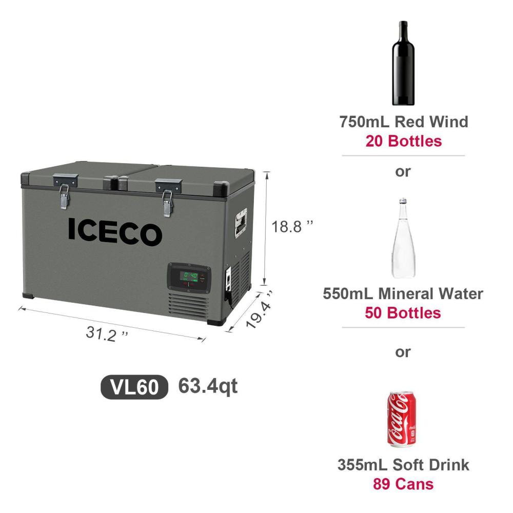 ICECO VL60 Dual Zone Fridge Freezer with Cover