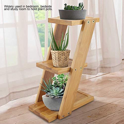 Bamboo Ladder Plant Stand, 3 Tiers Potted Plant Stand Rack, Flower Pot Holder Shelf Planter Display for Patio Garden Balcony Mini Cactus Pot Indoor Decoration