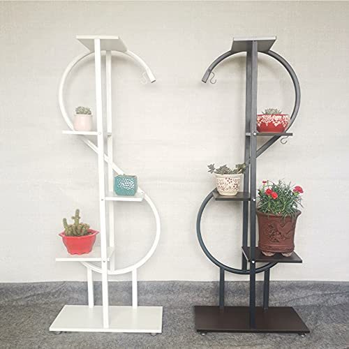 TYHGSF Flower Stand,Flower Plant Stand Indoor Creative S Shape Ladder Pot Stand Indoor Outdoor Metal Rustproof Iron Rack for Garden Balcony Patio Living Room,Black
