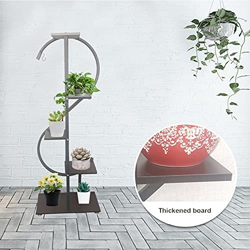 TYHGSF Flower Stand,Flower Plant Stand Indoor Creative S Shape Ladder Pot Stand Indoor Outdoor Metal Rustproof Iron Rack for Garden Balcony Patio Living Room,Black