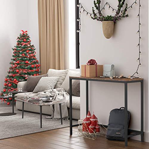 HOOBRO Console Table and Ladder Shelf Bundle, Sofa Table with Adjustable Support Bar, 5-Tier Sloping Bookshelf, Plant Flower Stand Shelves for Living Room, Kitchen, Office Rustic Brown BF30XG-BF70CJ01