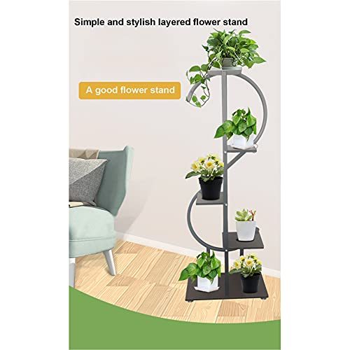 TYHGSF Flower Stand,Flower Plant Stand Indoor Creative S Shape Ladder Pot Stand Indoor Outdoor Metal Rustproof Iron Rack for Garden Balcony Patio Living Room,Black