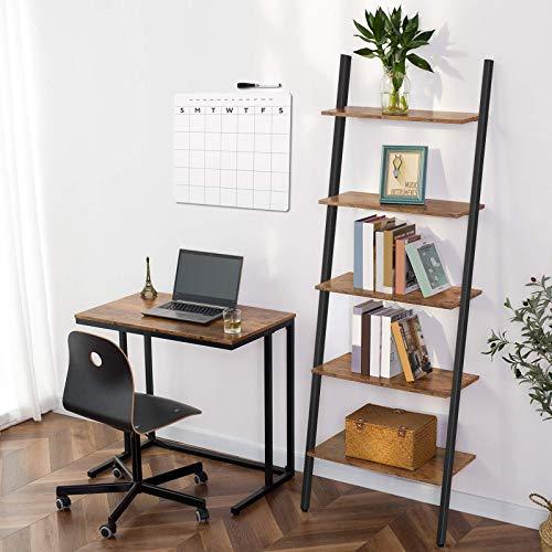 HOOBRO Console Table and Ladder Shelf Bundle, Sofa Table with Adjustable Support Bar, 5-Tier Sloping Bookshelf, Plant Flower Stand Shelves for Living Room, Kitchen, Office Rustic Brown BF30XG-BF70CJ01