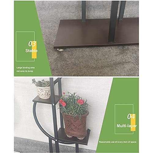 TYHGSF Flower Stand,Flower Plant Stand Indoor Creative S Shape Ladder Pot Stand Indoor Outdoor Metal Rustproof Iron Rack for Garden Balcony Patio Living Room,Black
