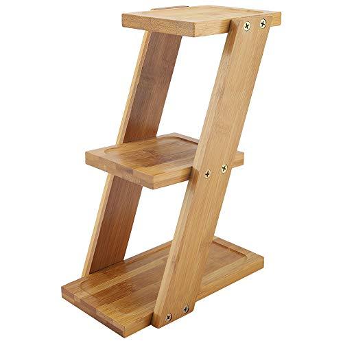 Bamboo Ladder Plant Stand, 3 Tiers Potted Plant Stand Rack, Flower Pot Holder Shelf Planter Display for Patio Garden Balcony Mini Cactus Pot Indoor Decoration