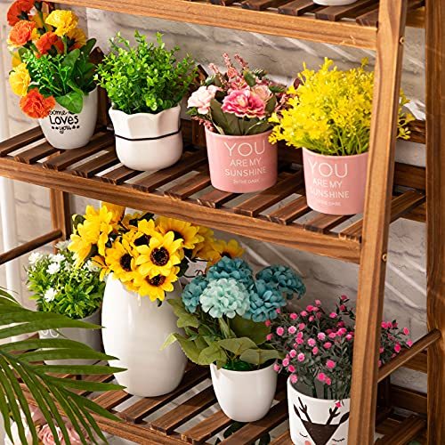 Praktiban 4-Tier Plant Stand, Ladder Shelf Rack, Flower Pot Holder Display Shelf, Multifunctional Display Stand for Home, Balcony, Carbonized Shelf