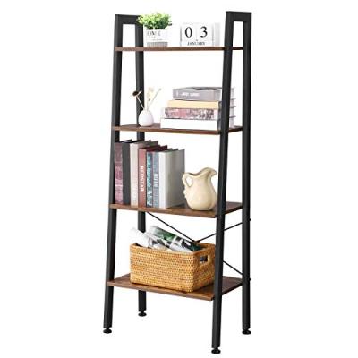 BEWISHOME Ladder Shelf Retro Industrial 4-Tier Bookshelf Bookcase Plant Stand Storage Shelves Multifunctional Organizer for Home Office, Living Room, Bedroom, Kitchen and Bathroom JCJ01Z