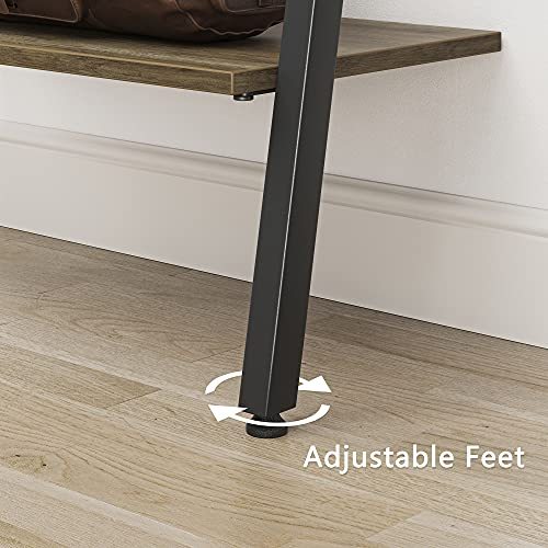 CubiCubi Ladder Shelf, Leaning Shelf, 4-Tier Bookshelf, Storage Rack Shelves, Plant Flower Stand, Multipurpose Organizer Rack, Industrial Metal Frame Furniture Grey Brown