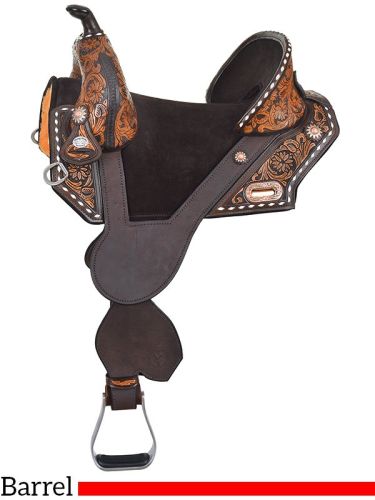 13.5  to 16.5  Circle Y Tammy Fischer Vintage Daisy Treeless Medium Horn Barrel Saddle 1305 w/Free Pad