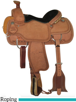 14  to 16  Circle Y Mini Snake Border Tooled Roping Saddle 2778 w/Free Pad