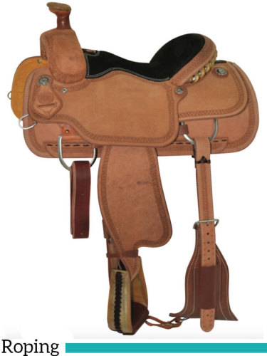 14  to 16  Circle Y Mini Snake Border Tooled Roping Saddle 2778 w/Free Pad