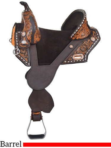 13.5  to 16.5  Circle Y Tammy Fischer Vintage Daisy Treeless Short Horn Barrel Saddle 1304 w/Free Pad