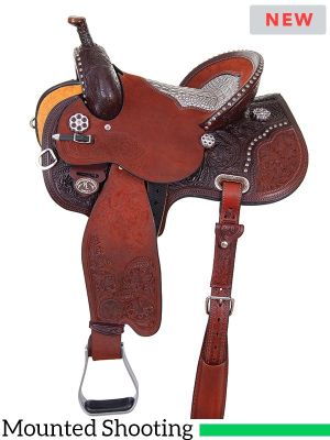 13.5  to 16  Circle Y Kenda Lenseigne Runnin' Gun Mounted Shooter Saddle 2406 w/Free Pad