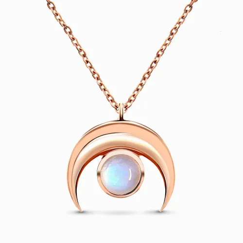 Moonstone Necklace - Crescent Moon