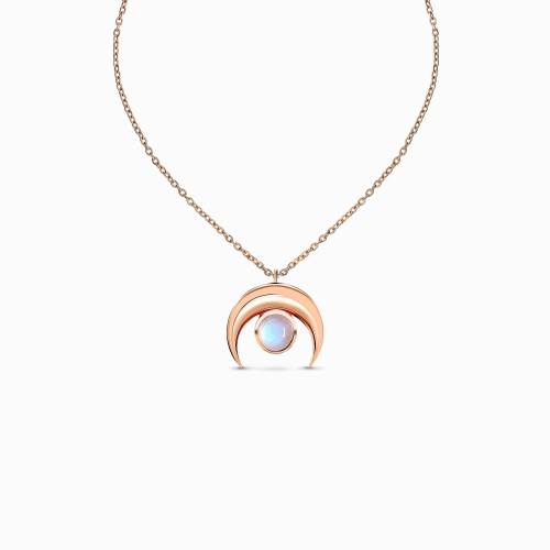 Moonstone Necklace - Crescent Moon