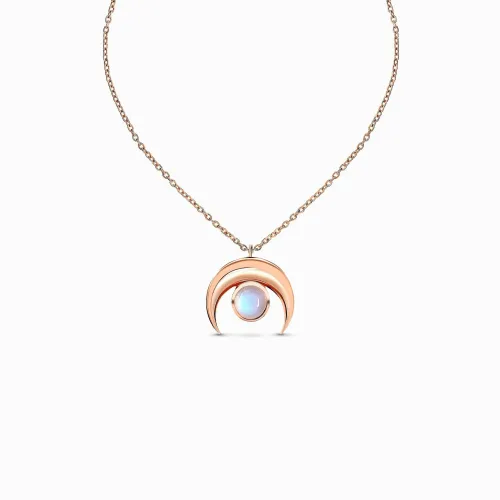 Moonstone Necklace - Crescent Moon